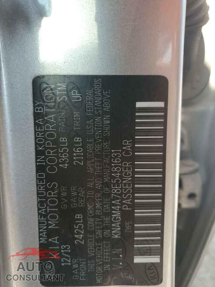 KIA OPTIMA 2014 - KNAGM4A78E5481631