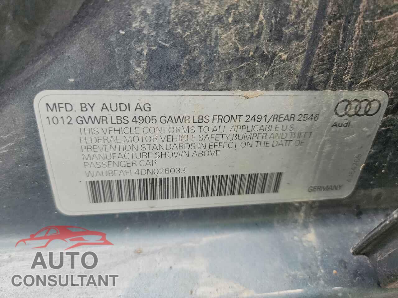 AUDI A4 2013 - WAUBFAFL4DN028033
