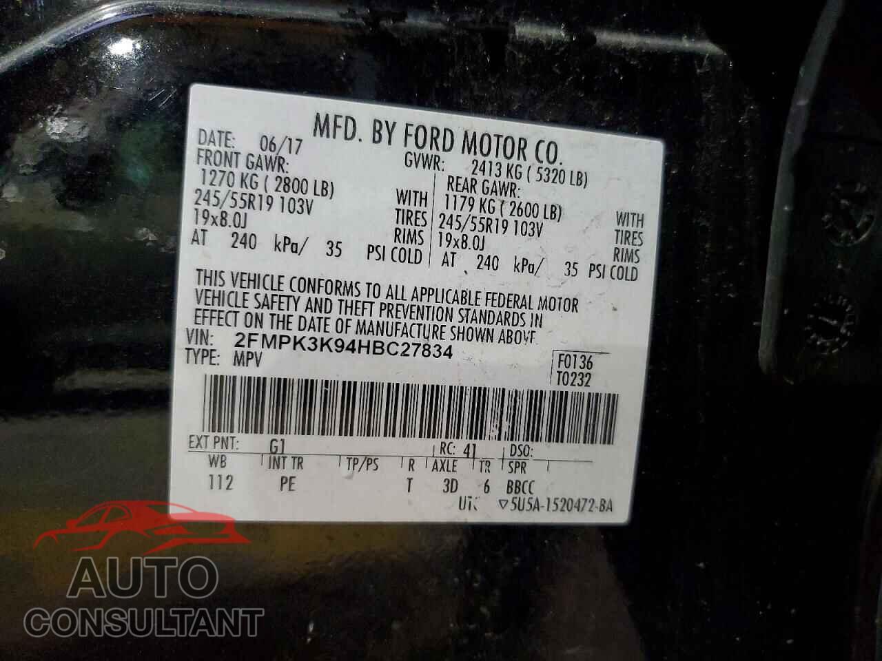 FORD EDGE 2017 - 2FMPK3K94HBC27834