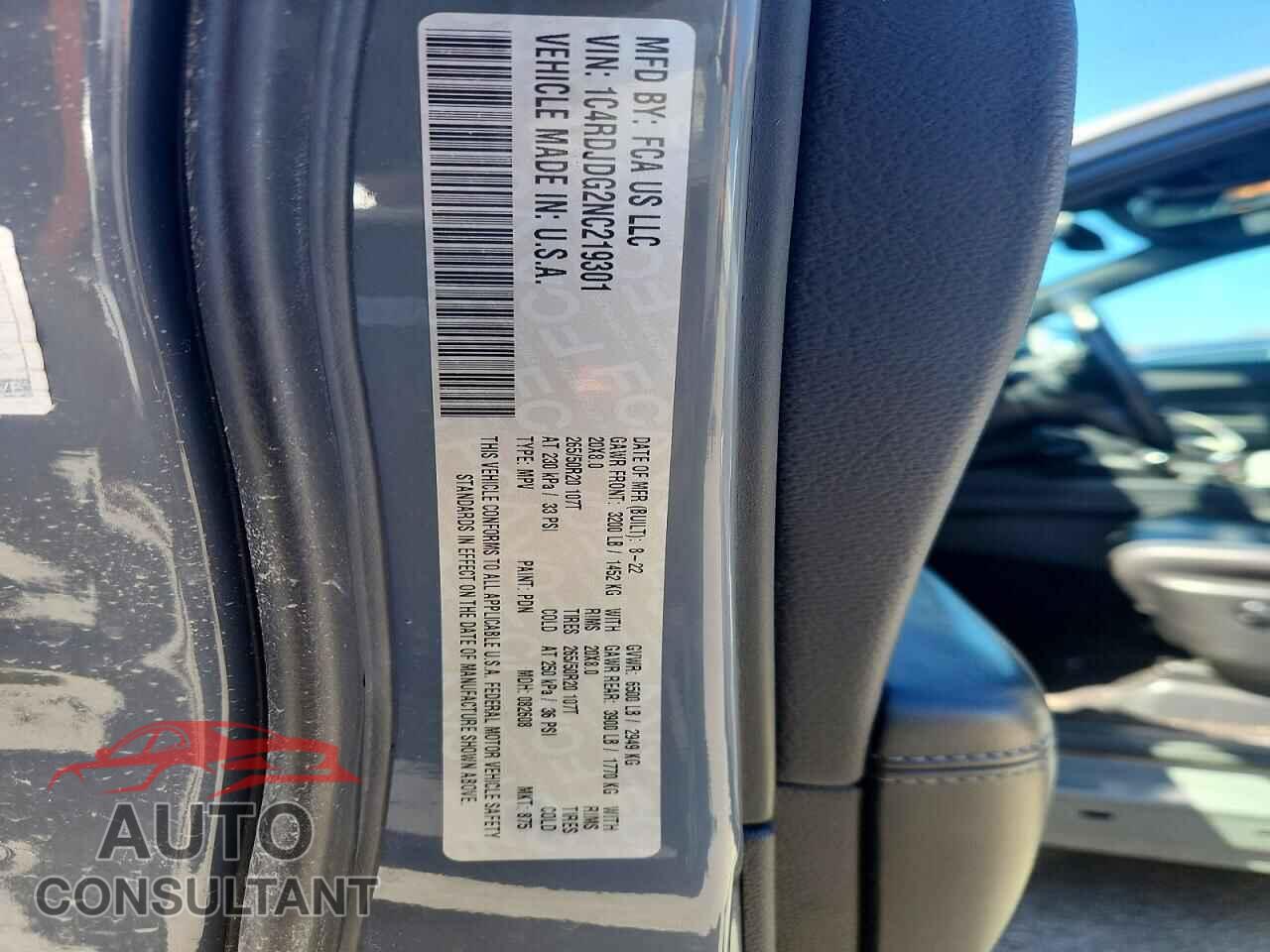 DODGE DURANGO 2022 - 1C4RDJDG2NC219301