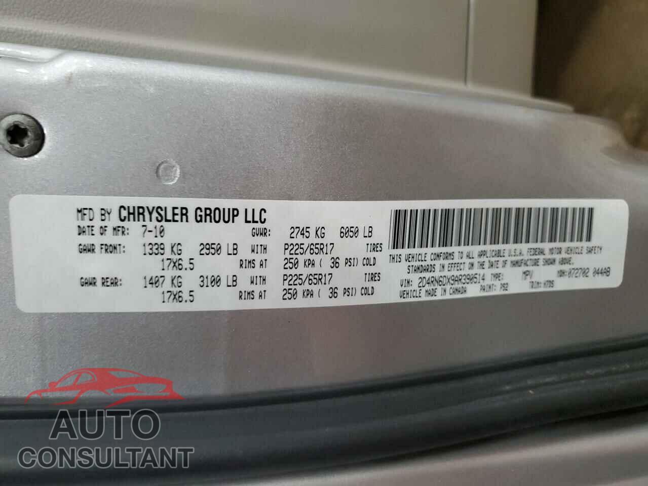 DODGE CARAVAN 2010 - 2D4RN6DX9AR390514