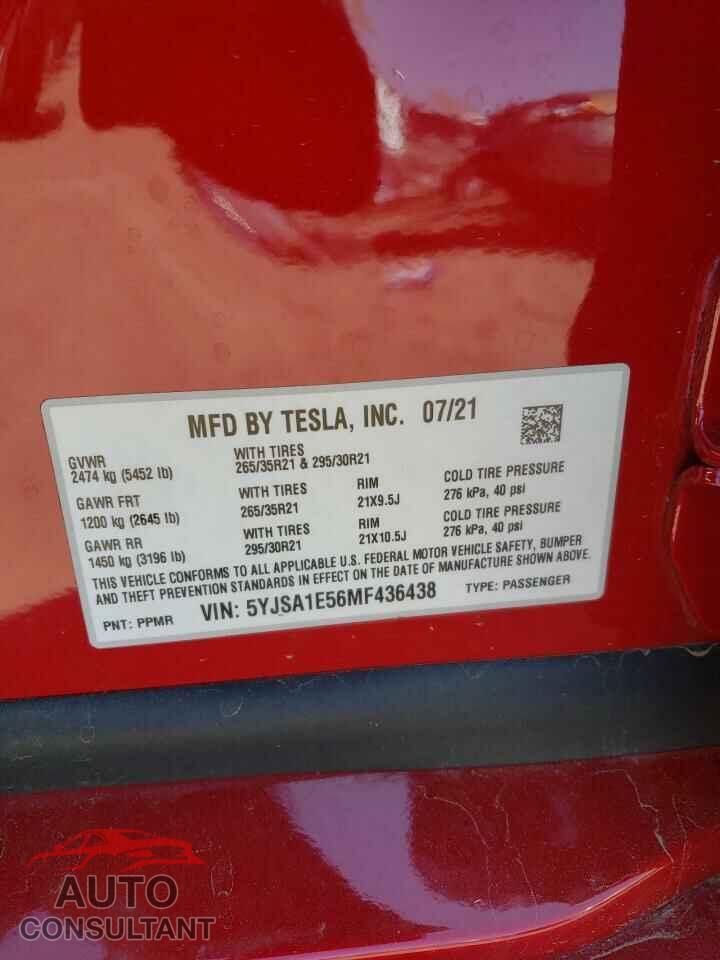 TESLA MODEL S 2021 - 5YJSA1E56MF436438