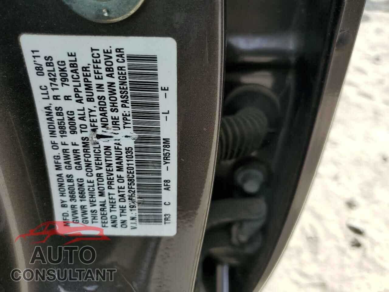 HONDA CIVIC 2012 - 19XFB2F58CE011035