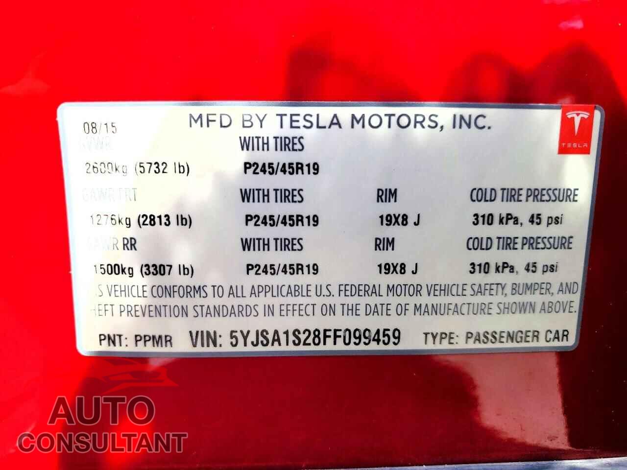 TESLA MODEL S 2015 - 5YJSA1S28FF099459