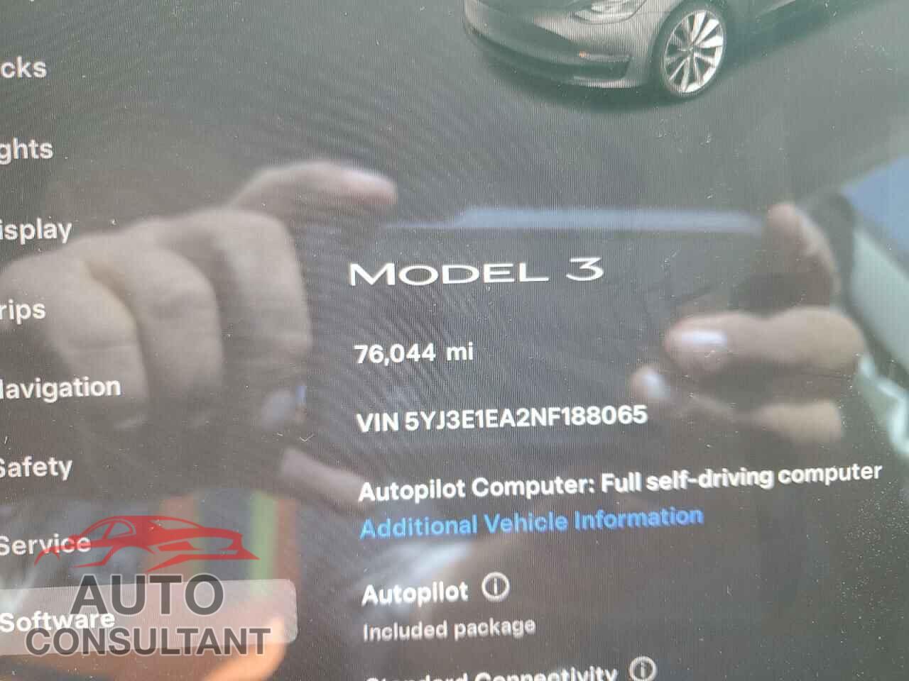 TESLA MODEL 3 2022 - 5YJ3E1EA2NF188065