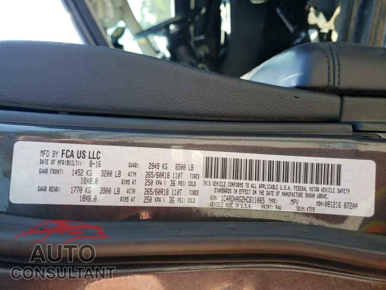 DODGE DURANGO 2017 - 1C4RDHAG2HC611065
