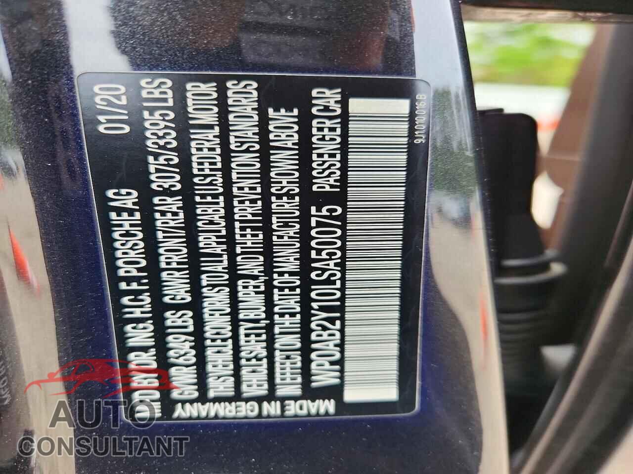 PORSCHE TAYCAN 2020 - WP0AB2Y10LSA50075