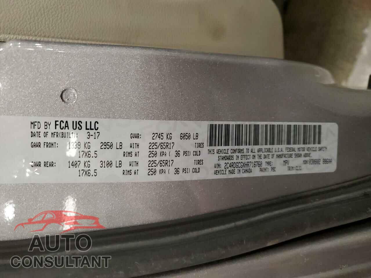 DODGE CARAVAN 2017 - 2C4RDGCGXHR716760