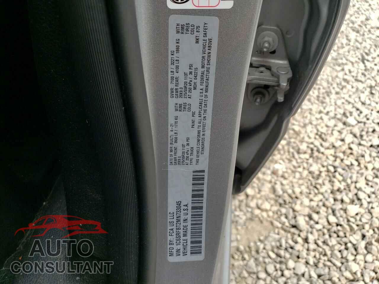 RAM 1500 2021 - 1C6SRFBT2MN733045