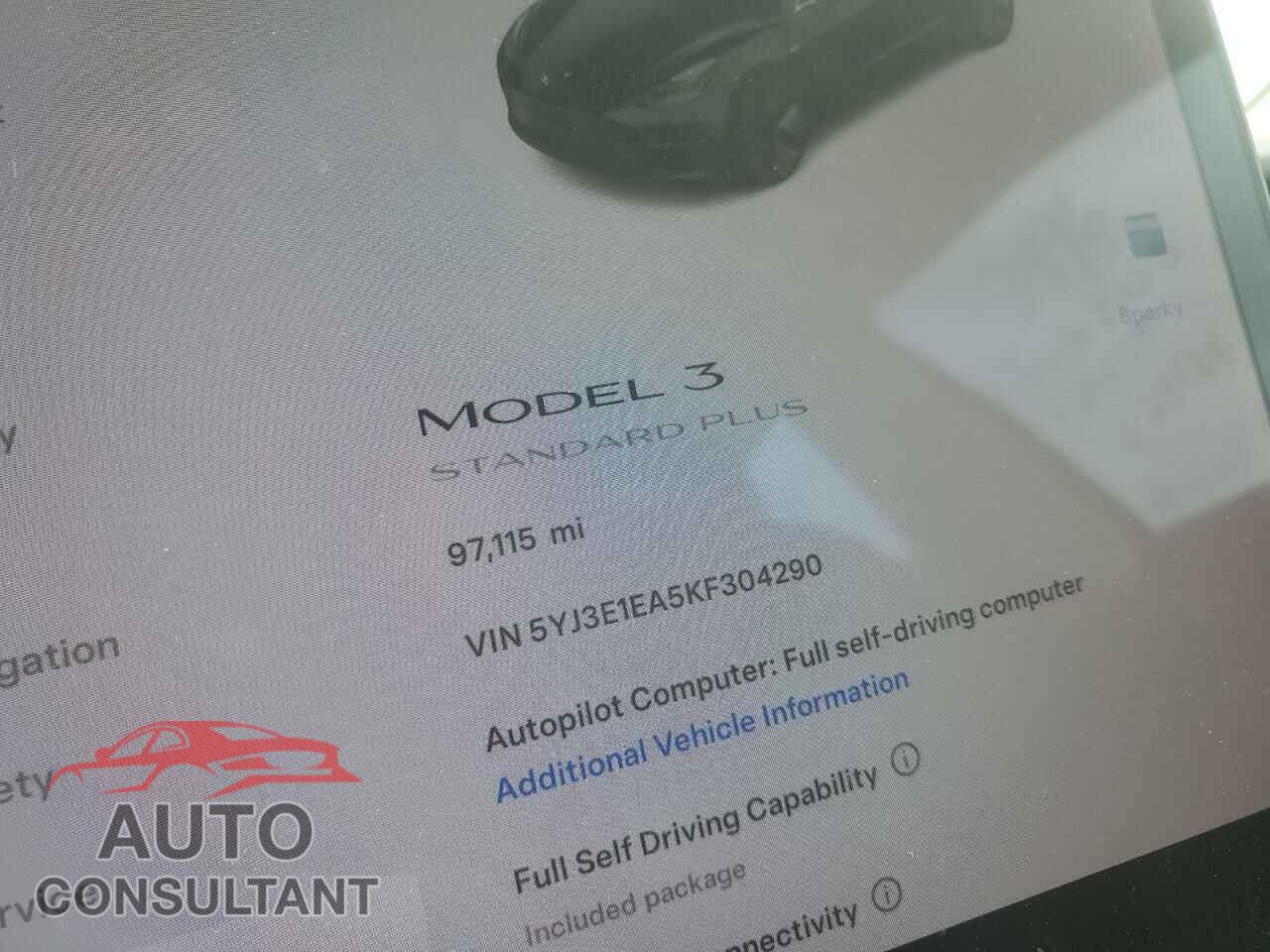 TESLA MODEL 3 2019 - 5YJ3E1EA5KF304290