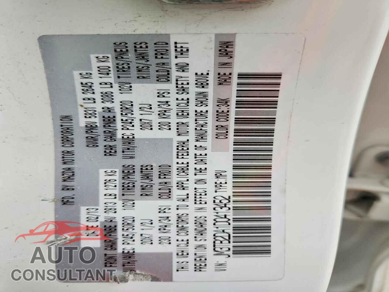 MAZDA CX-9 2013 - JM3TB2DA1D0413452