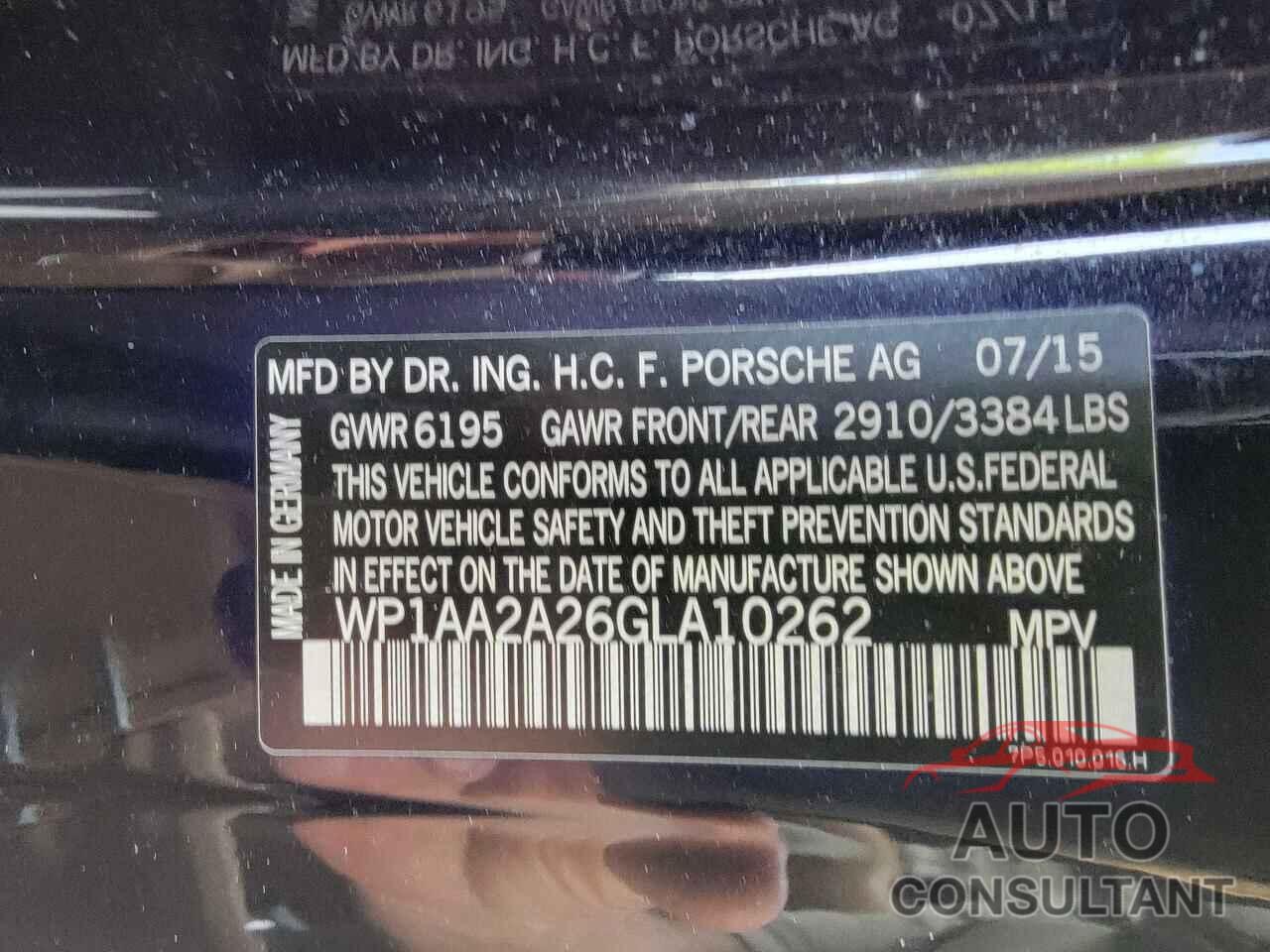 PORSCHE CAYENNE 2016 - WP1AA2A26GLA10262