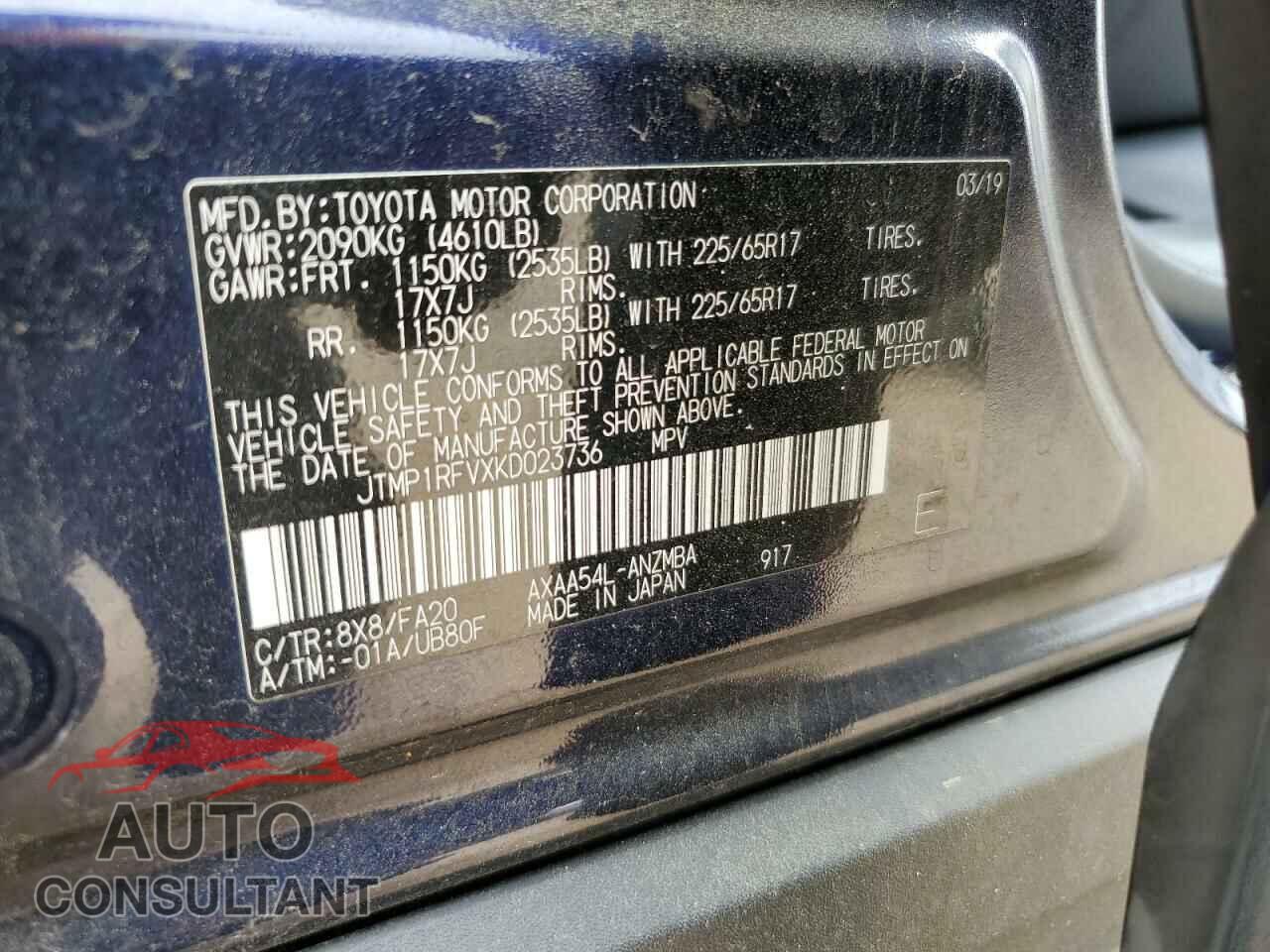 TOYOTA RAV4 2019 - JTMP1RFVXKD023736
