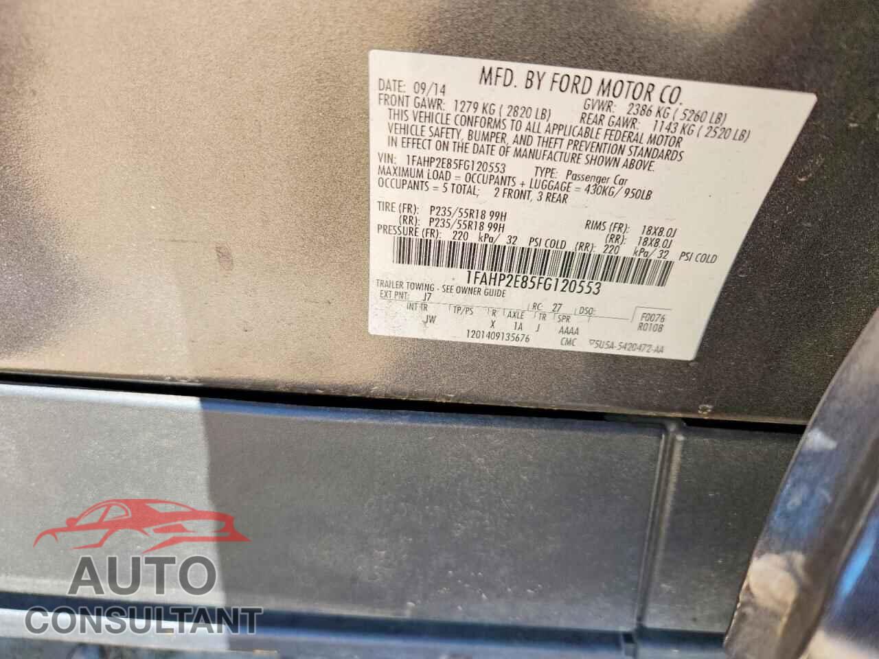 FORD TAURUS 2015 - 1FAHP2E85FG120553