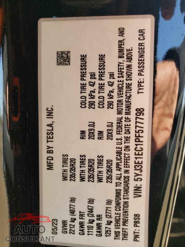 TESLA MODEL 3 2023 - 5YJ3E1EC1PF577798