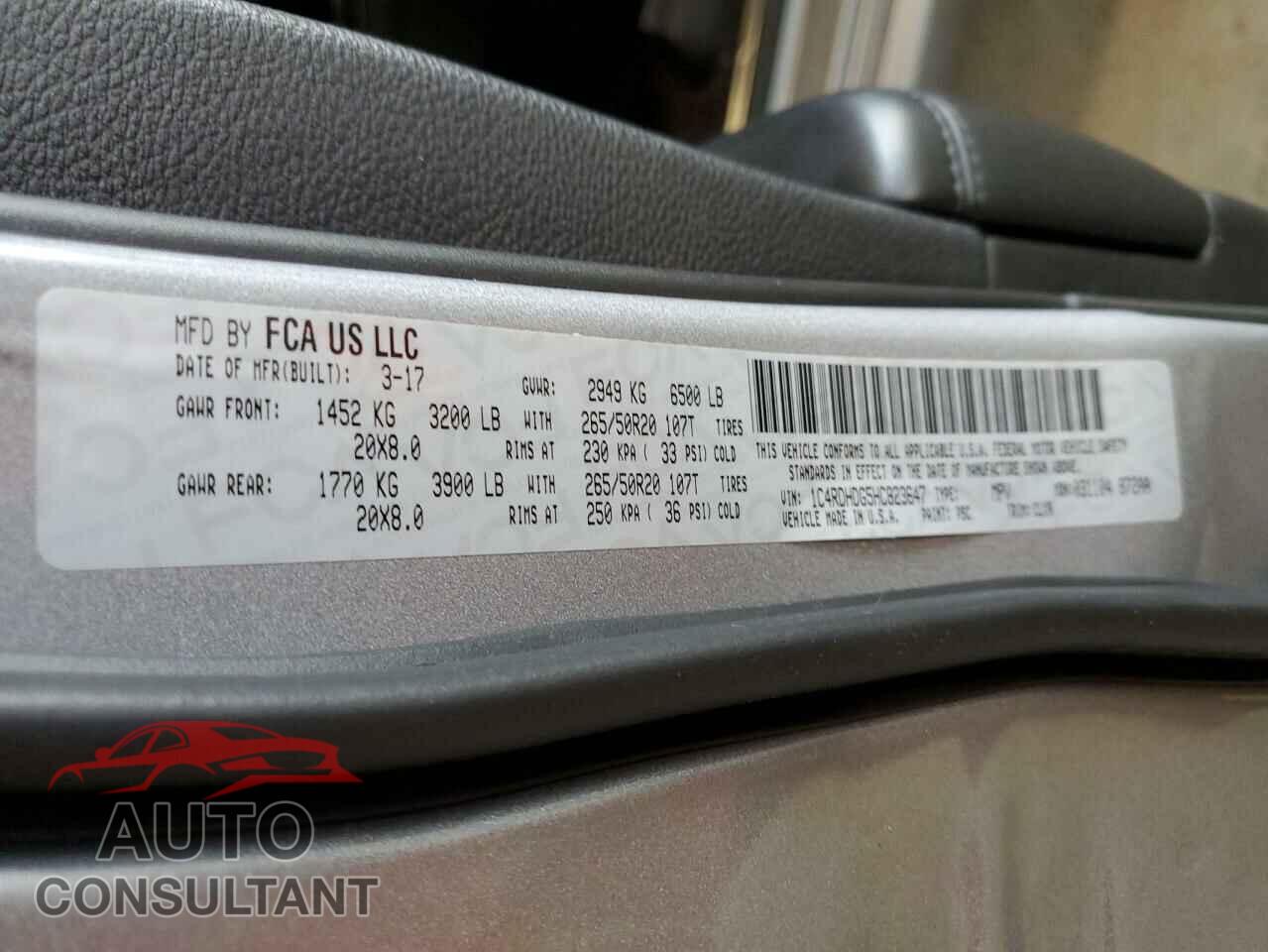 DODGE DURANGO 2017 - 1C4RDHDG5HC823647