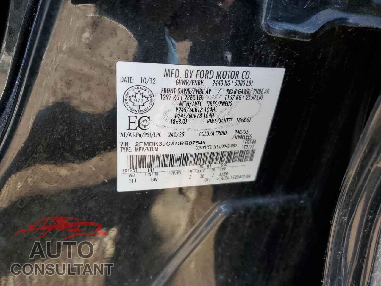 FORD EDGE 2013 - 2FMDK3JCXDBB07546