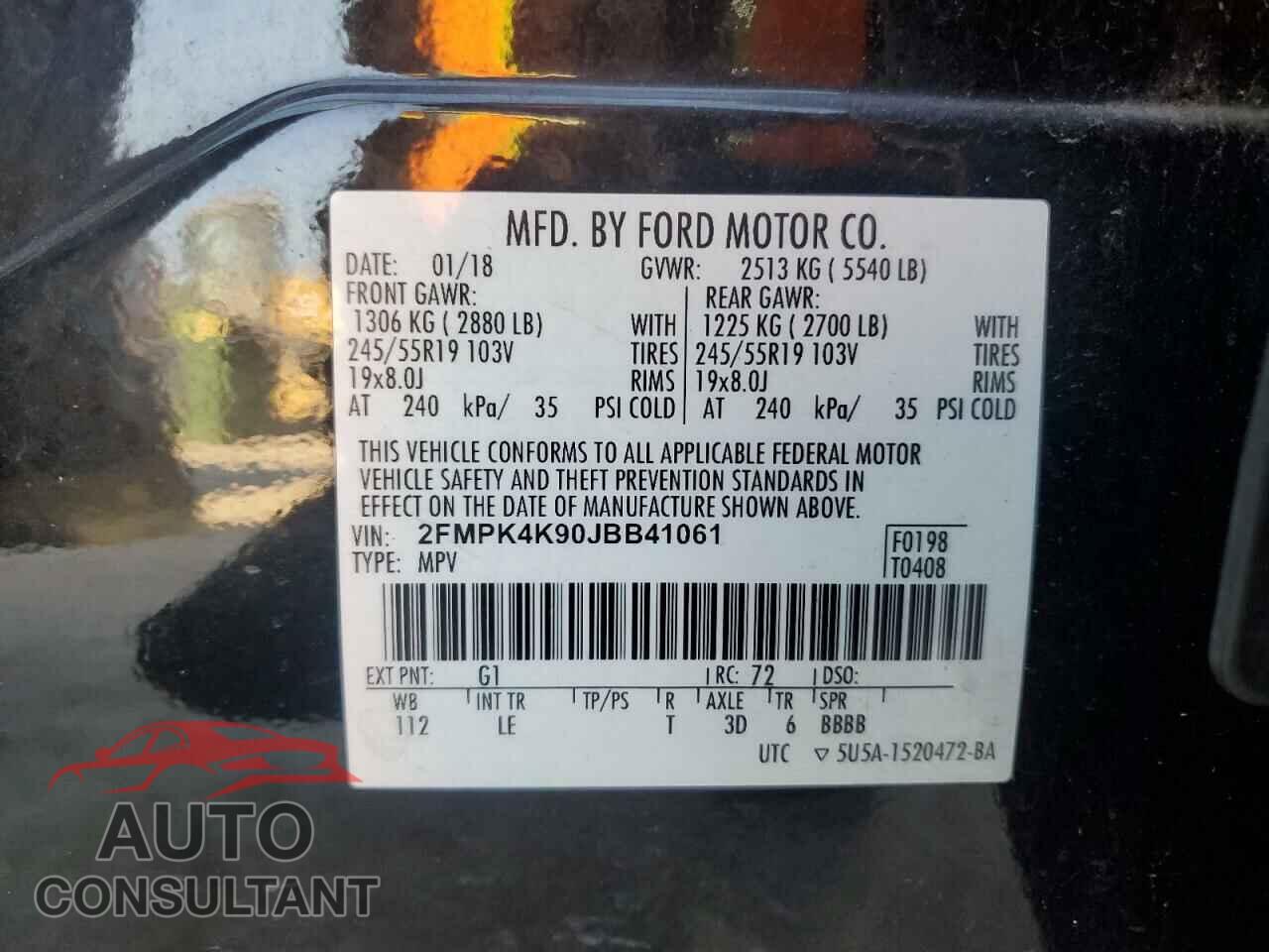FORD EDGE 2018 - 2FMPK4K90JBB41061