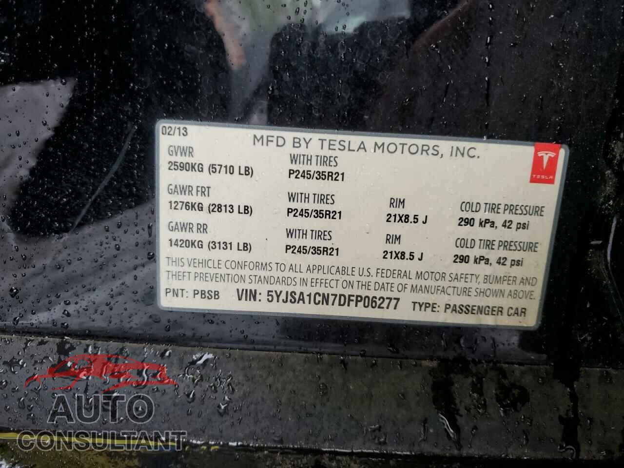 TESLA MODEL S 2013 - 5YJSA1CN7DFP06277