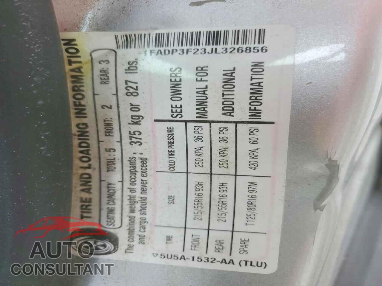 FORD FOCUS 2018 - 1FADP3F23JL326856