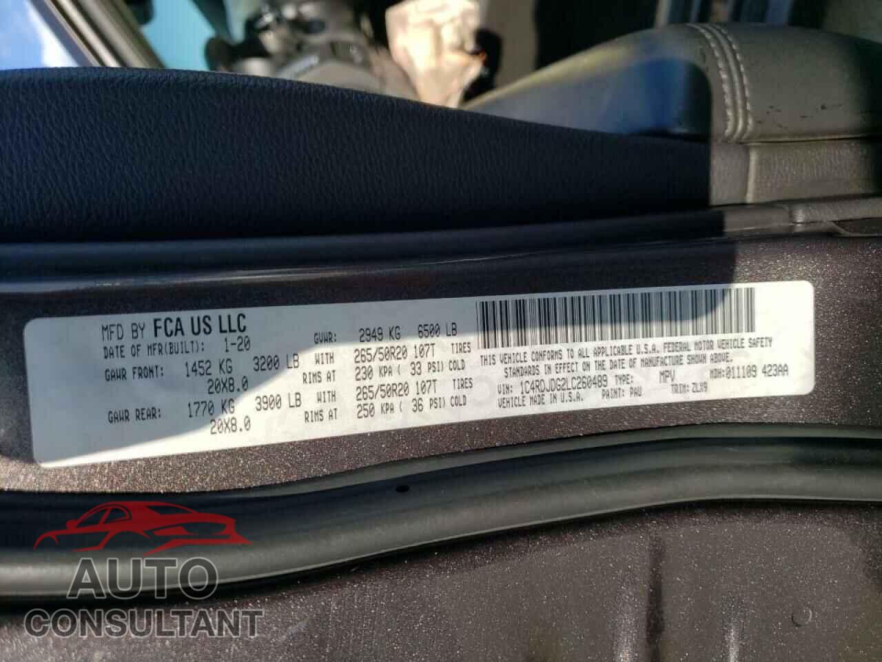 DODGE DURANGO 2020 - 1C4RDJDG2LC260489