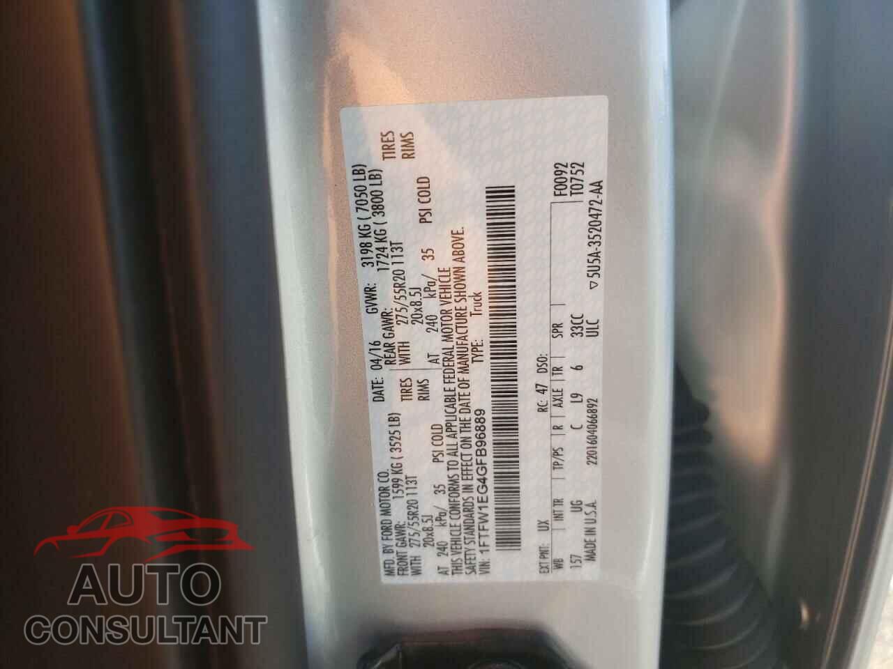 FORD F150 2016 - 1FTFW1EG4GFB96889