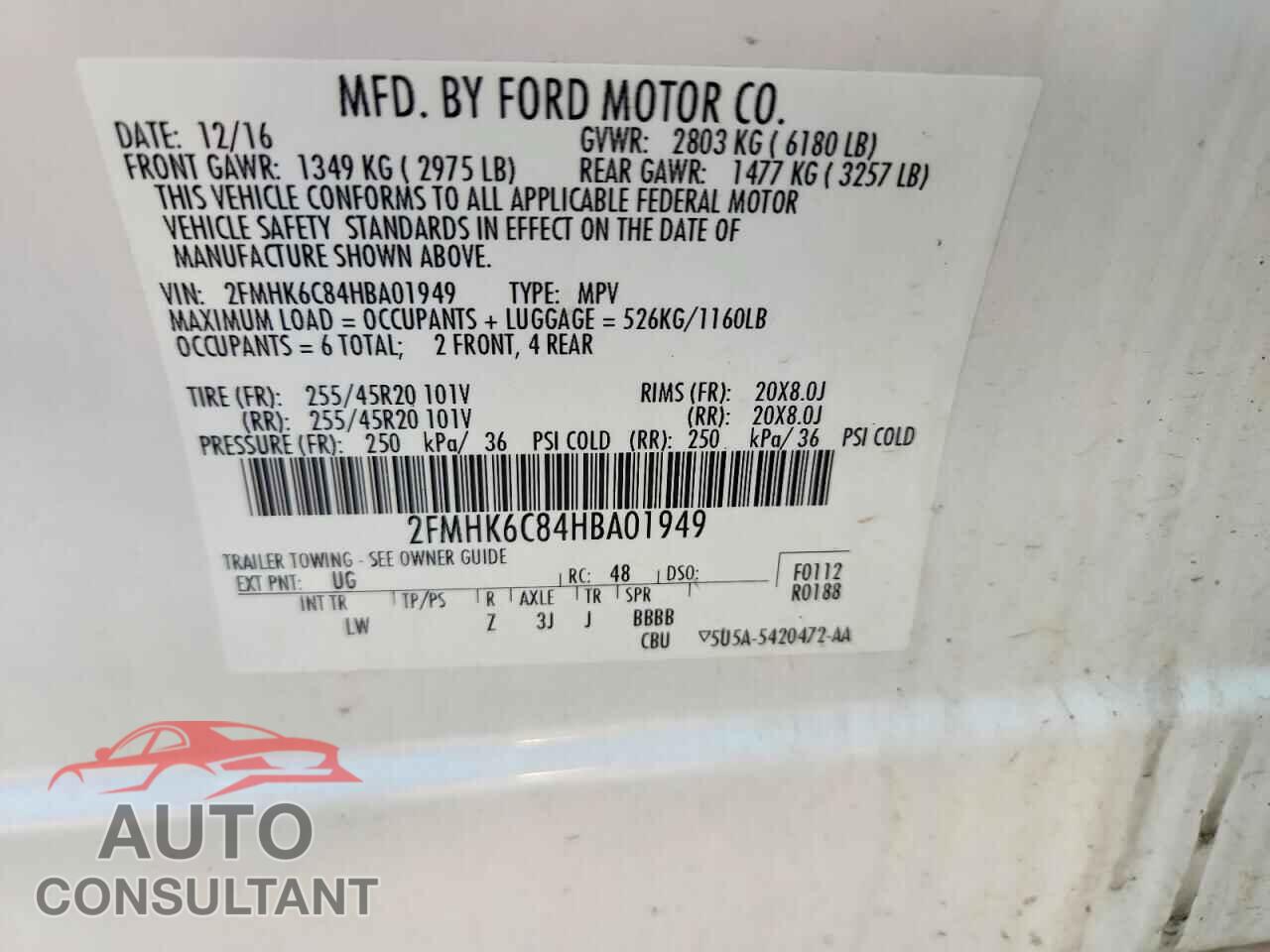 FORD FLEX 2017 - 2FMHK6C84HBA01949