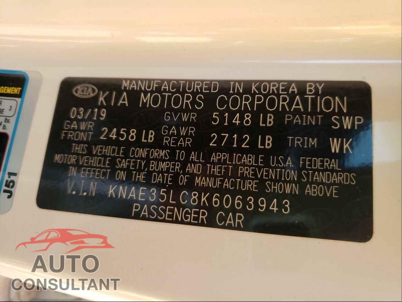 KIA STINGER 2019 - KNAE35LC8K6063943
