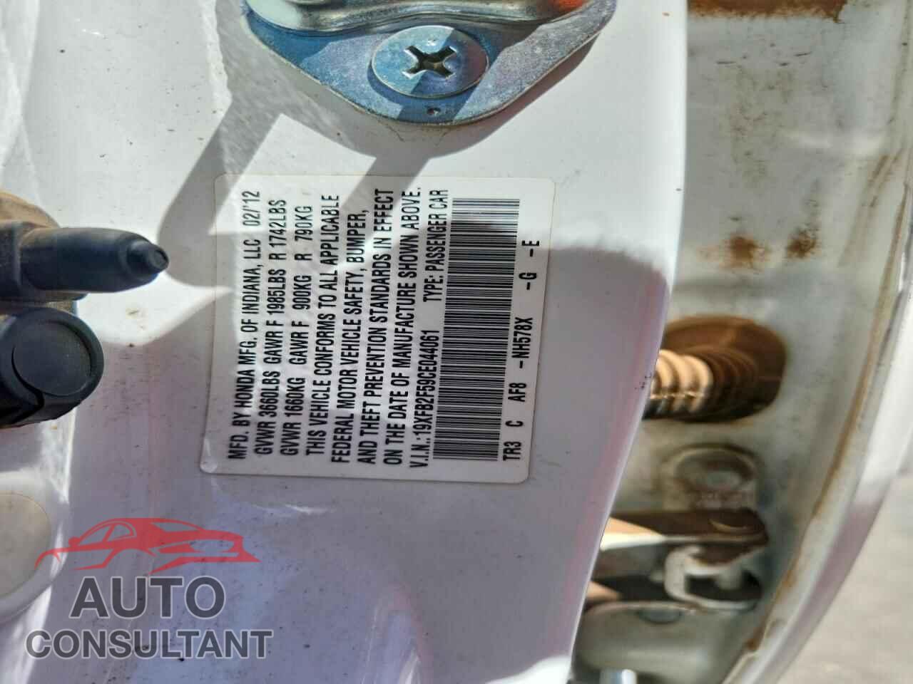 HONDA CIVIC 2012 - 19XFB2F59CE044061