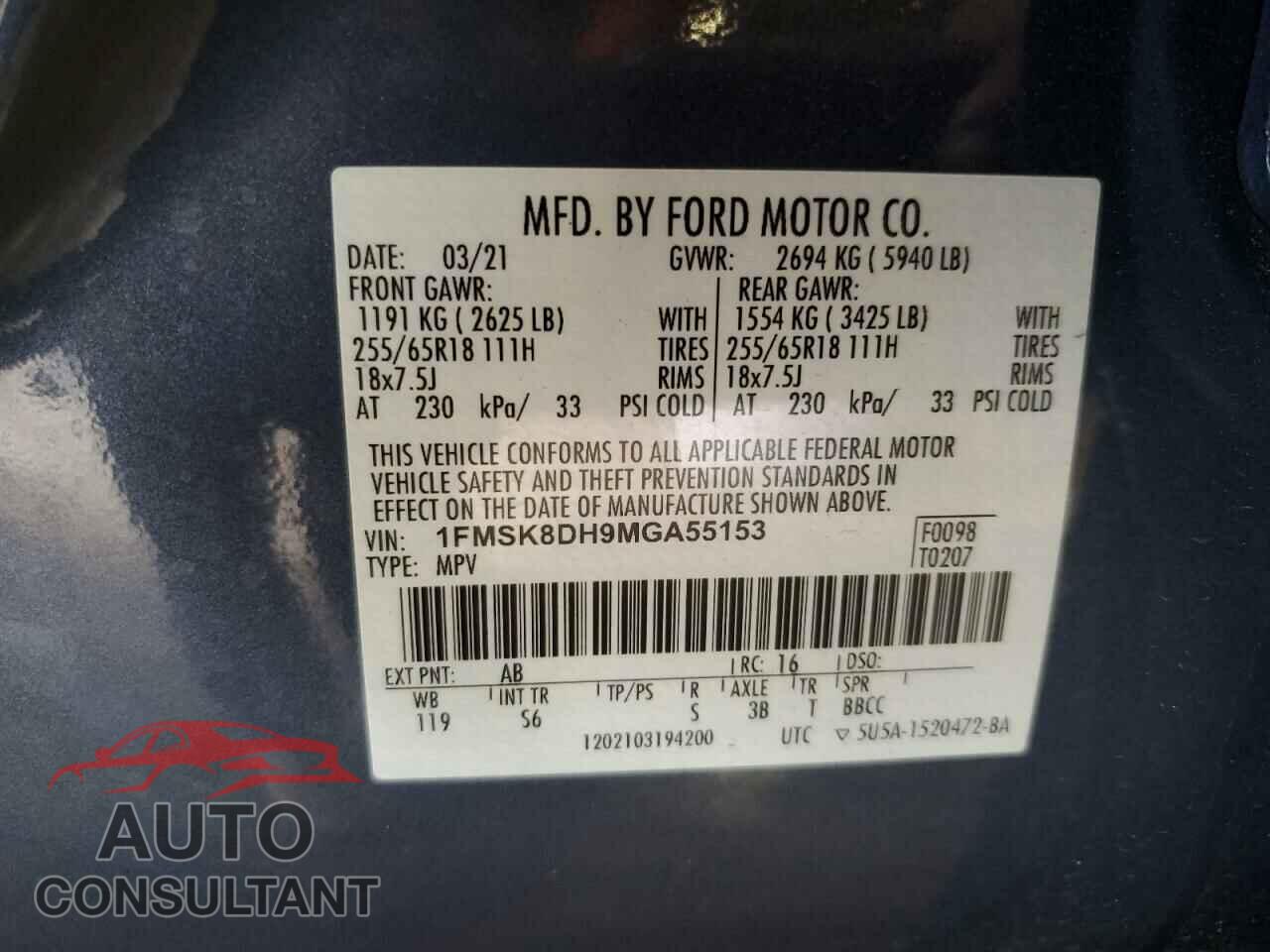 FORD EXPLORER 2021 - 1FMSK8DH9MGA55153