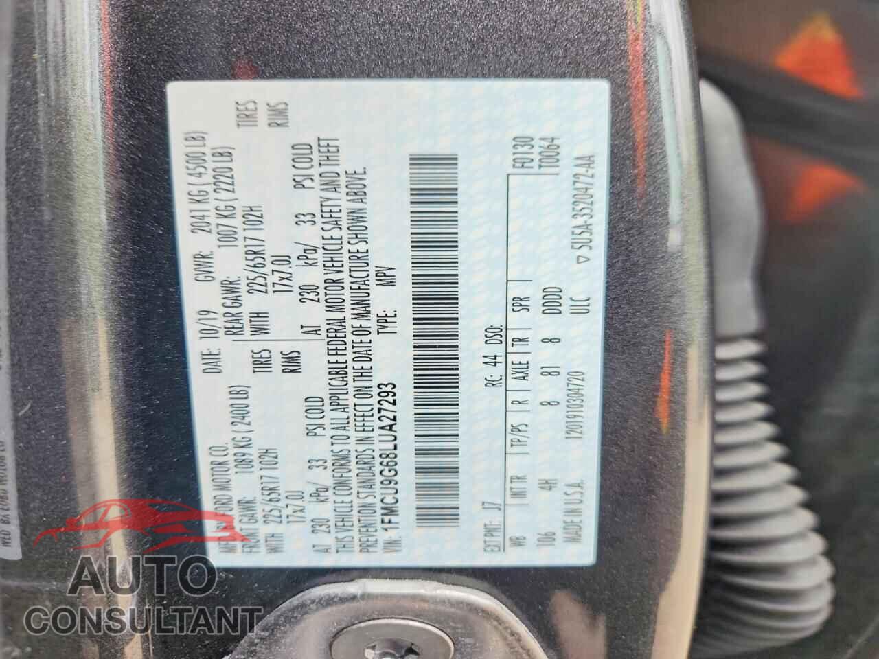 FORD ESCAPE 2020 - 1FMCU9G68LUA27293
