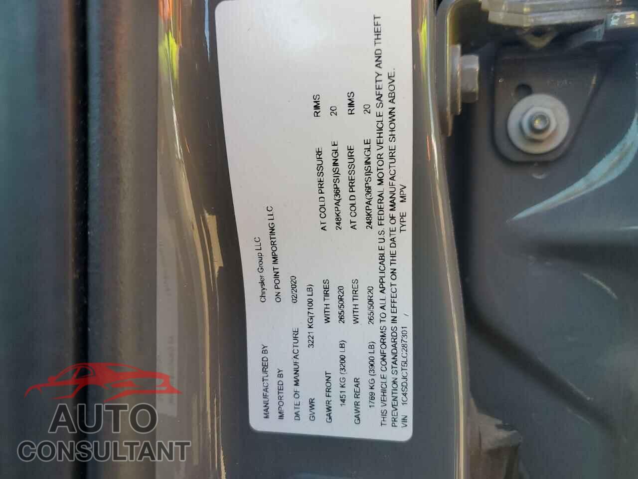 DODGE DURANGO 2020 - 1C4SDJCT5LC287301