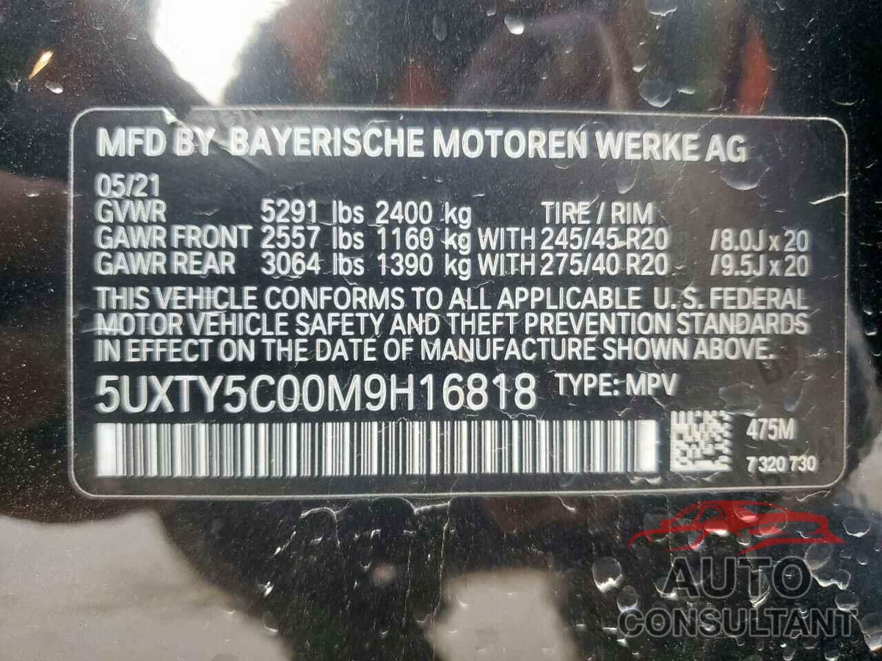BMW X3 2021 - 5UXTY5C00M9H16818