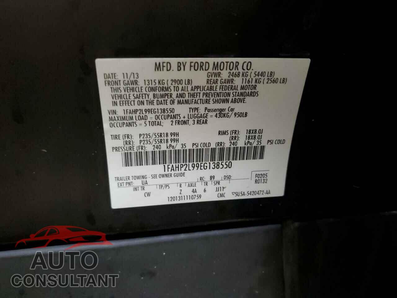 FORD TAURUS 2014 - 1FAHP2L99EG138550