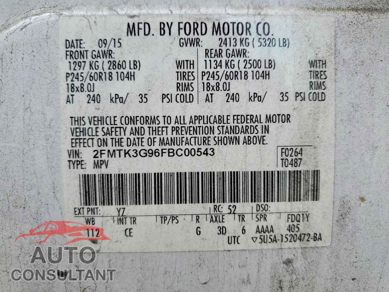 FORD EDGE 2015 - 2FMTK3G96FBC00543