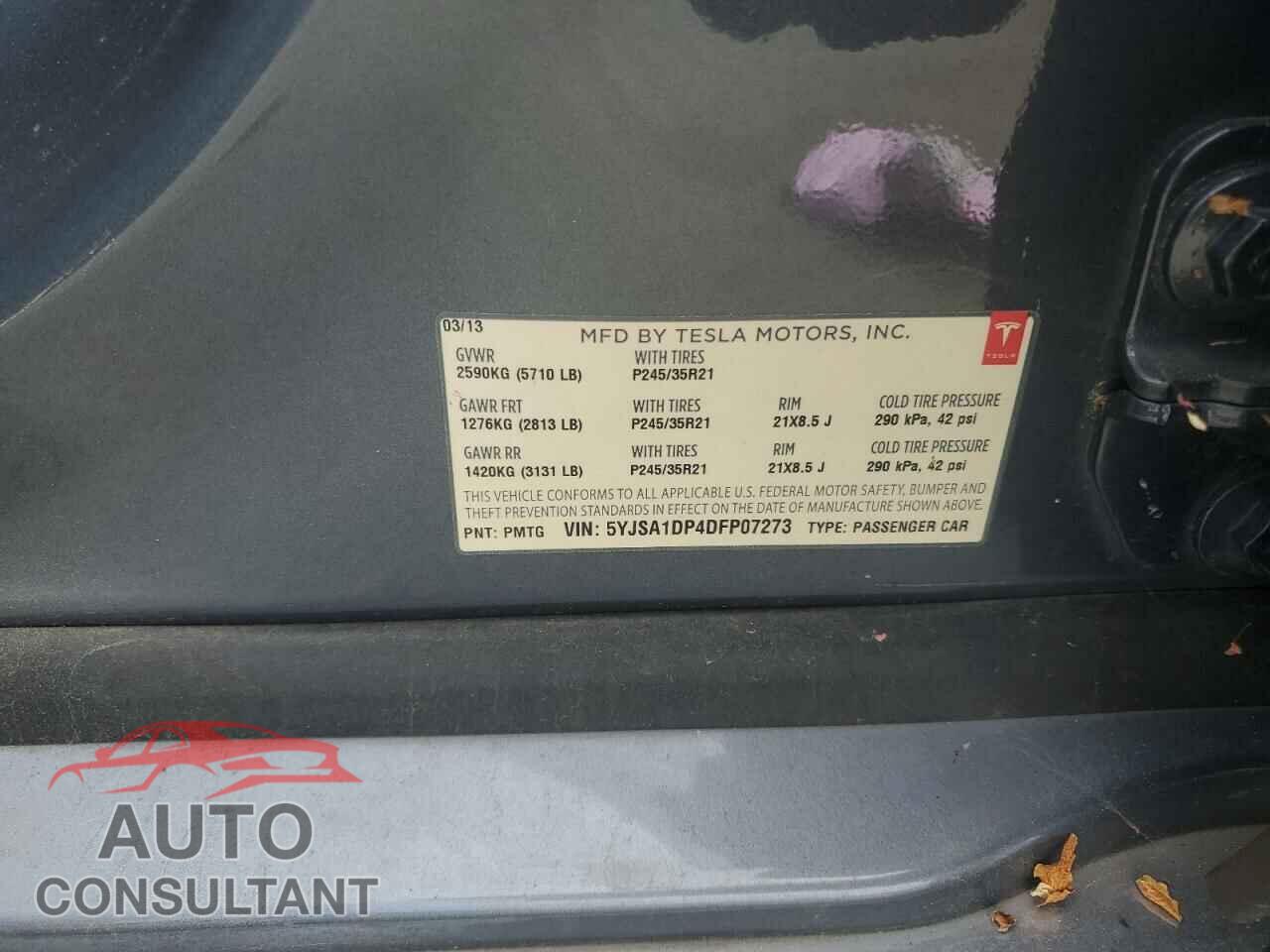 TESLA MODEL S 2013 - 5YJSA1DP4DFP07273