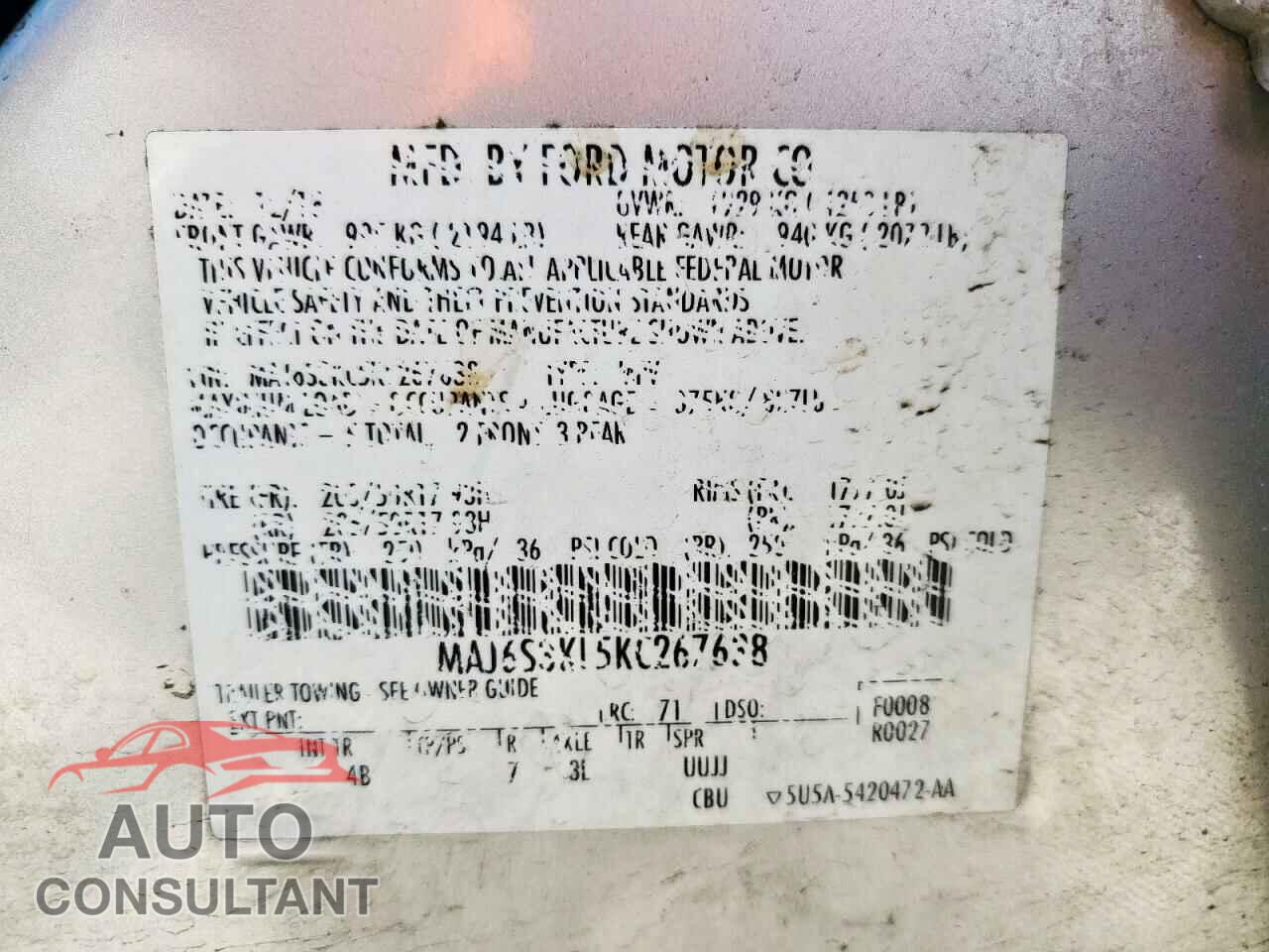 FORD ECOSPORT 2019 - MAJ6S3KL5KC267638
