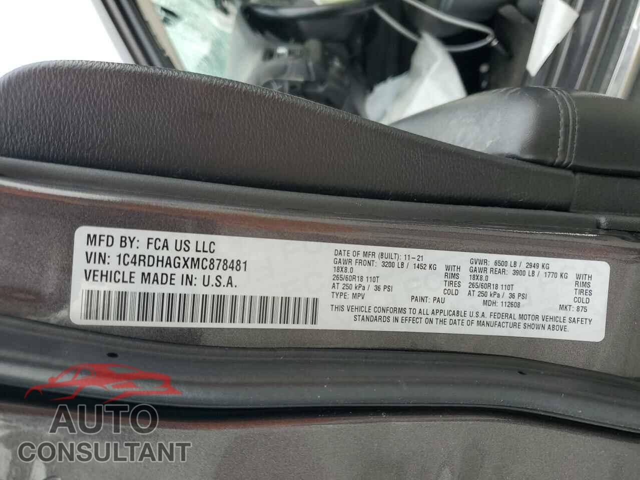 DODGE DURANGO 2021 - 1C4RDHAGXMC878481