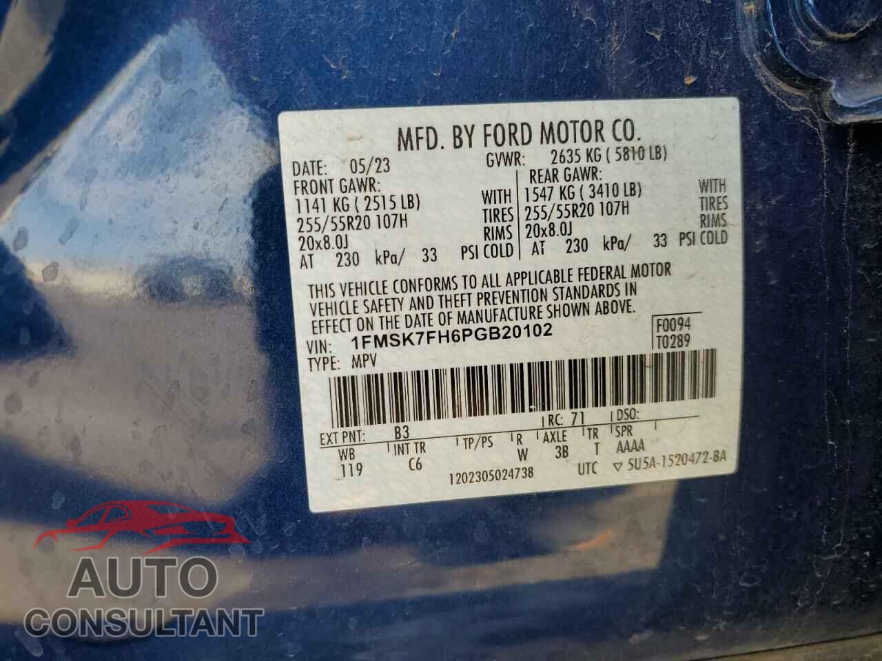 FORD EXPLORER 2023 - 1FMSK7FH6PGB20102