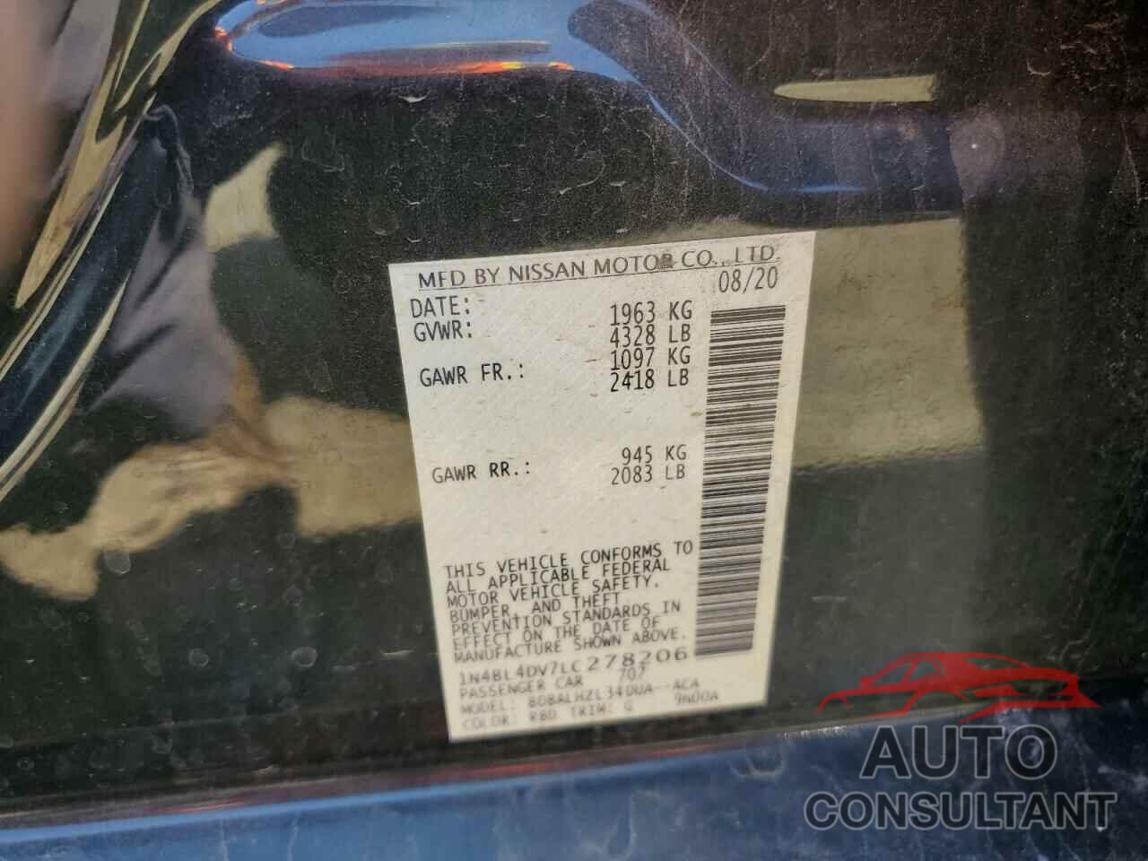 NISSAN ALTIMA 2020 - 1N4BL4DV7LC278206