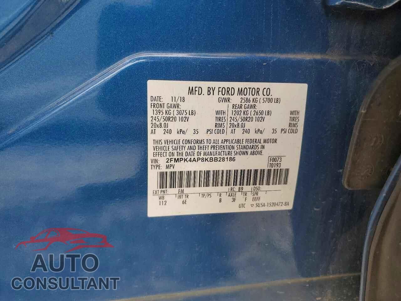 FORD EDGE 2019 - 2FMPK4AP8KBB28186