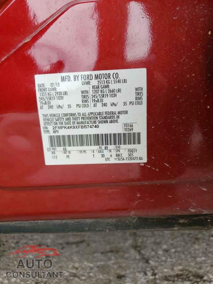 FORD EDGE 2015 - 2FMPK4K9XFBB74740
