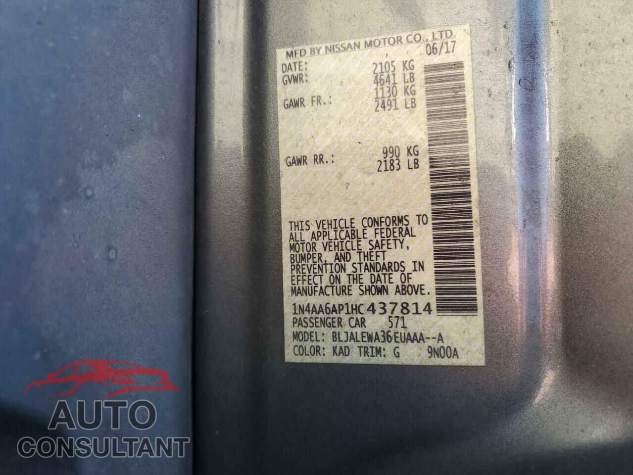 NISSAN MAXIMA 2017 - 1N4AA6AP1HC437814