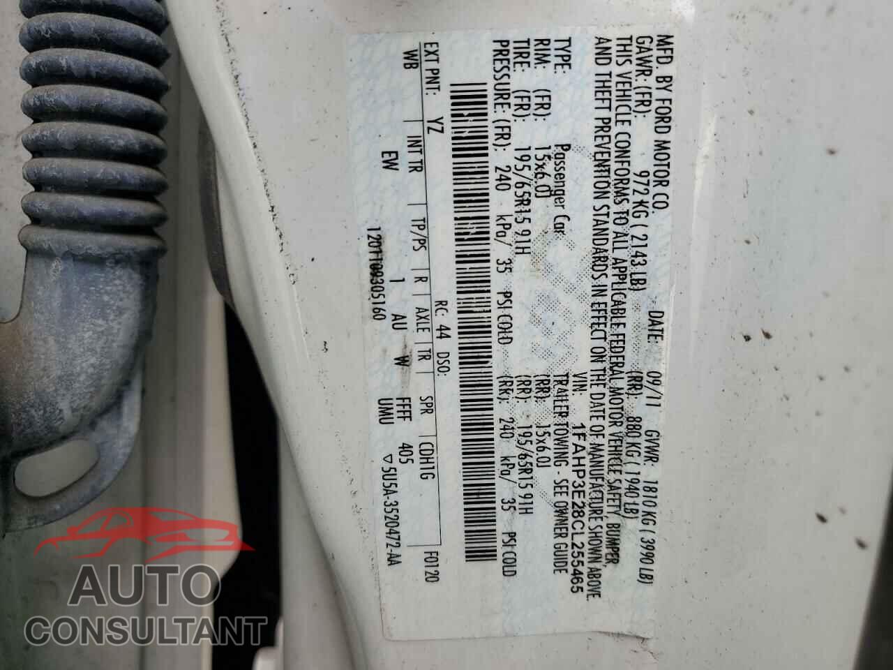 FORD FOCUS 2012 - 1FAHP3E28CL255465