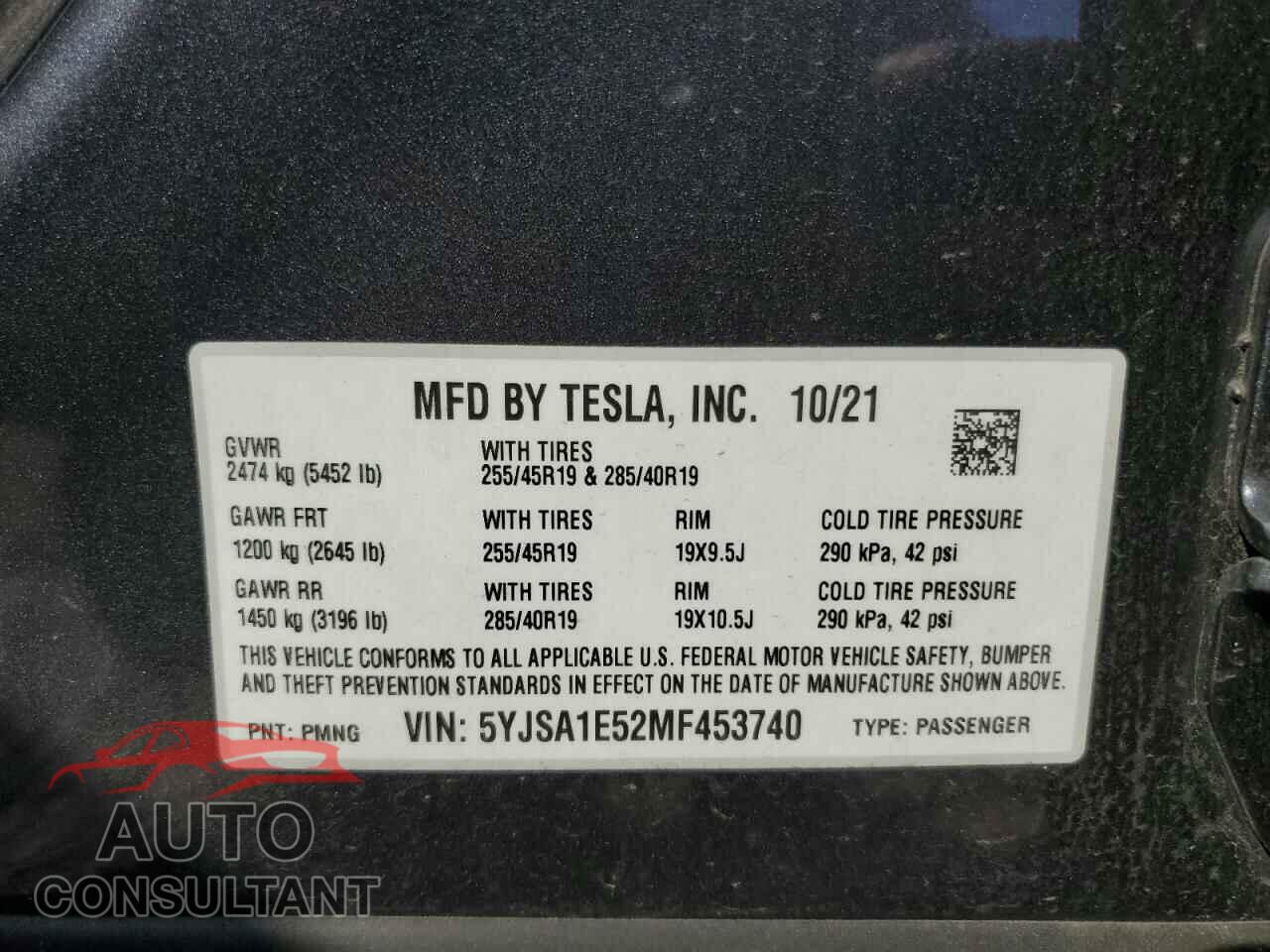 TESLA MODEL S 2021 - 5YJSA1E52MF453740