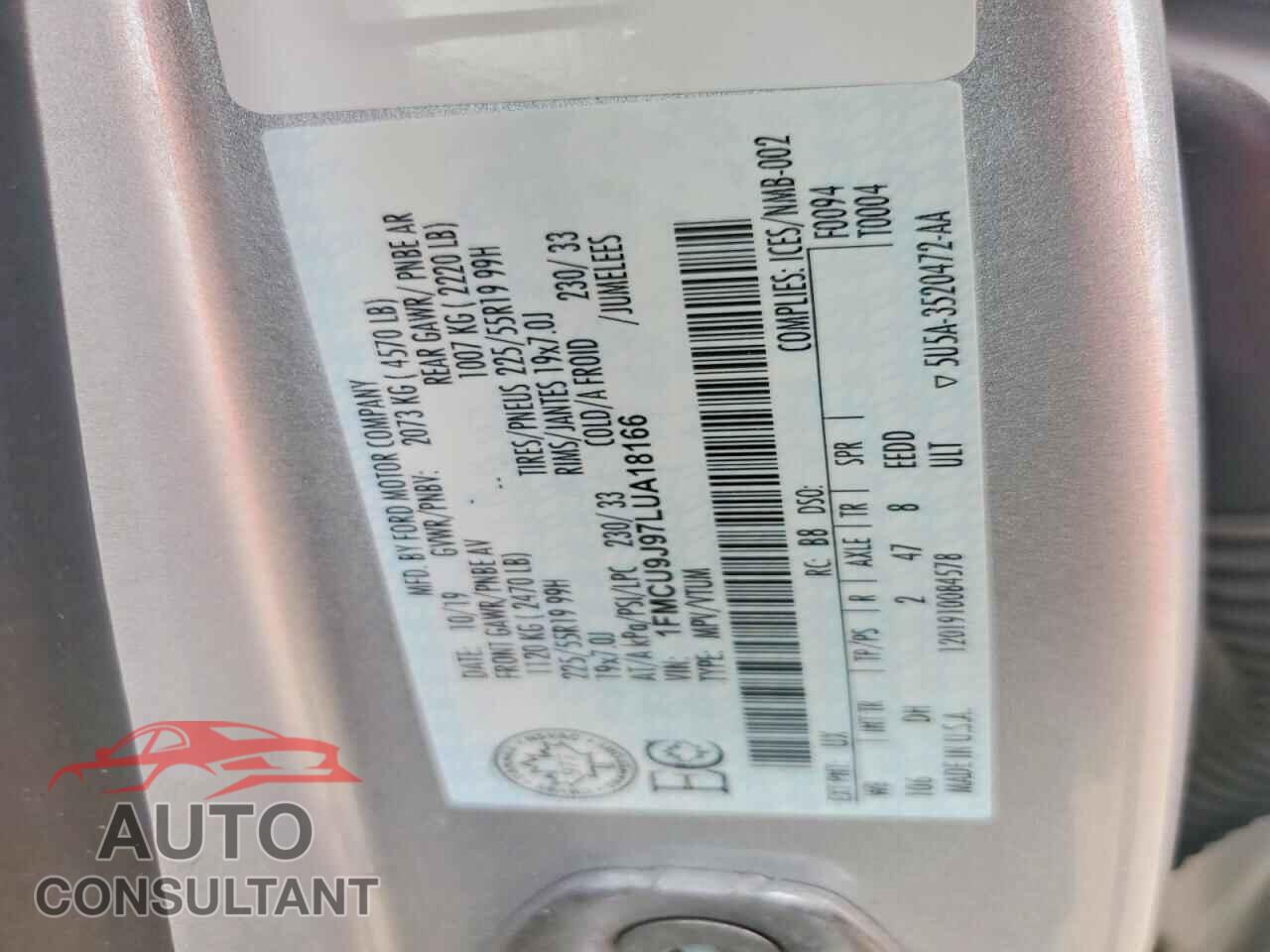 FORD ESCAPE 2020 - 1FMCU9J97LUA18166