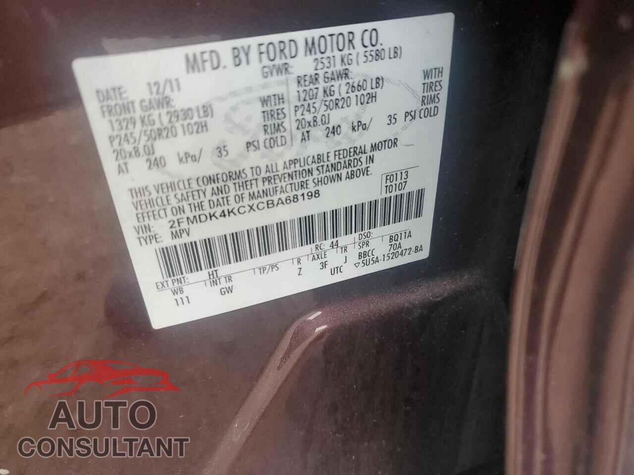 FORD EDGE 2012 - 2FMDK4KCXCBA68198