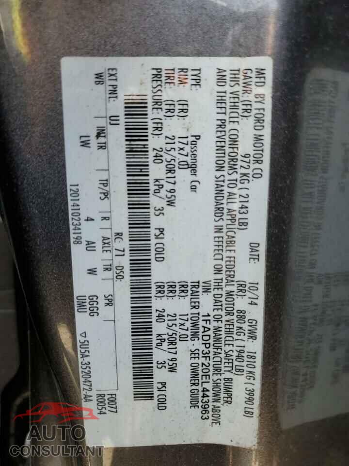FORD FOCUS 2014 - 1FADP3F20EL443963