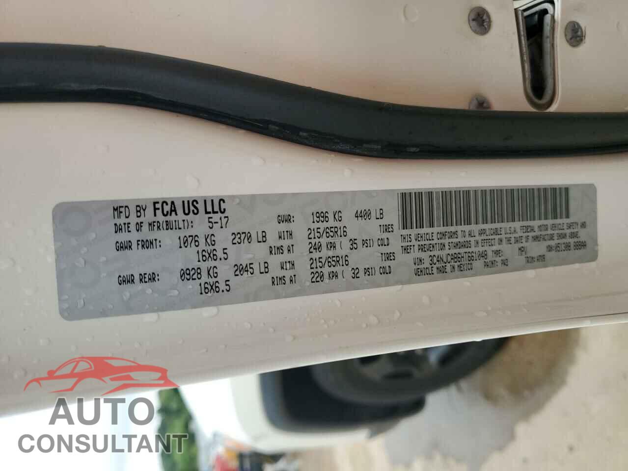 JEEP COMPASS 2017 - 3C4NJCAB6HT661048