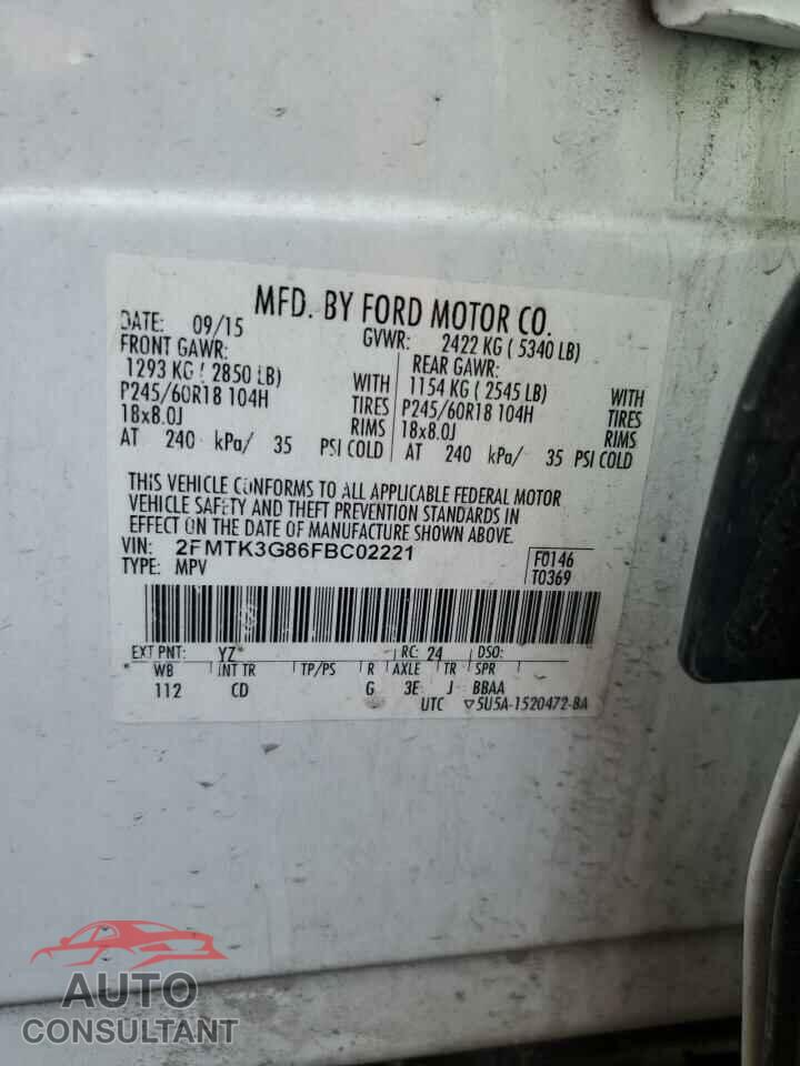 FORD EDGE 2015 - 2FMTK3G86FBC02221